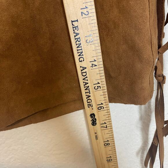 Timing Brown Faux Suede Boho Western Fringe Mini Skirt Size Small - Picture 7 of 7